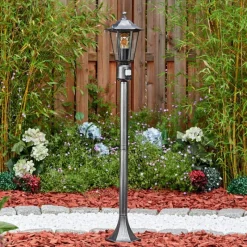 Luminaires Rustiques-hofstein Loria Luminaire extérieur, Eclairage de chemin Noir, Argenté, 1 lumière, Détecteur de mouvement