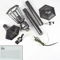 Luminaires Rustiques-hofstein Loria Luminaire extérieur, Eclairage de chemin Noir, Argenté, 1 lumière, Détecteur de mouvement