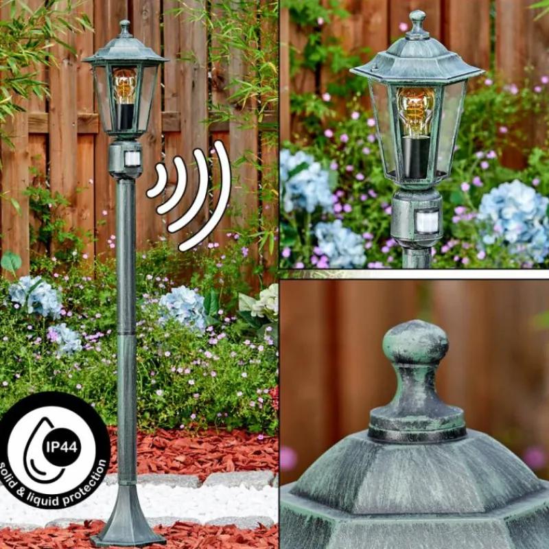 Luminaires Rustiques-hofstein Loria Luminaire extérieur, Eclairage de chemin Vert, Noir, 1 lumière, Détecteur de mouvement