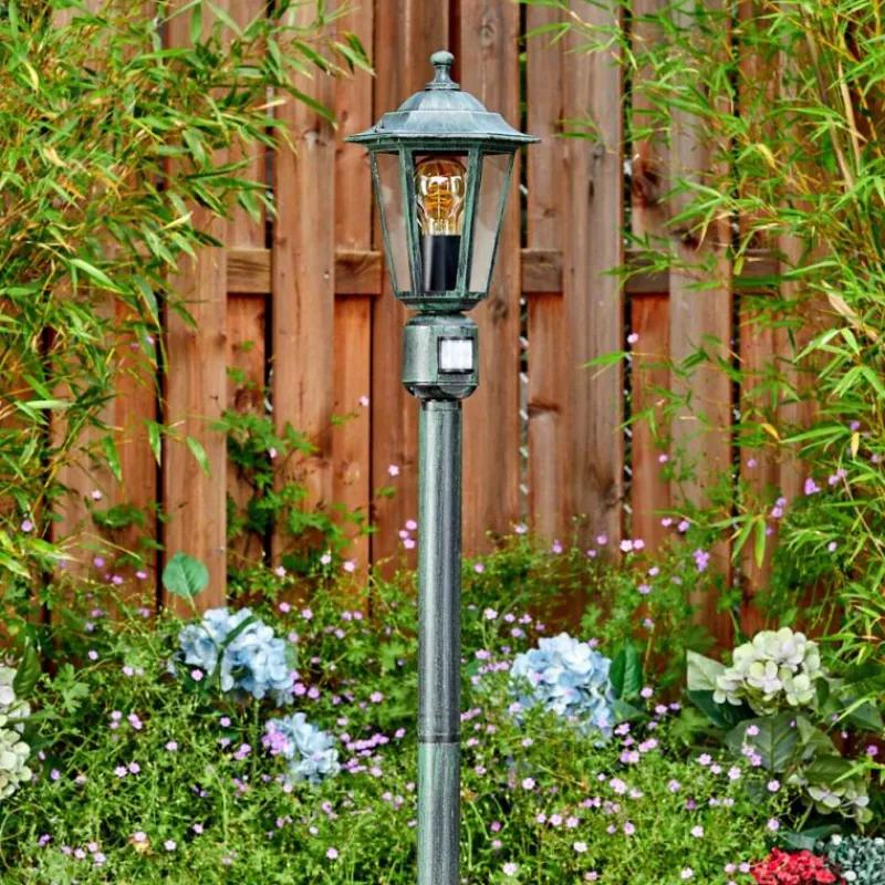 Luminaires Rustiques-hofstein Loria Luminaire extérieur, Eclairage de chemin Vert, Noir, 1 lumière, Détecteur de mouvement