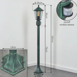 Luminaires Rustiques-hofstein Loria Luminaire extérieur, Eclairage de chemin Vert, Noir, 1 lumière, Détecteur de mouvement