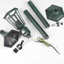 Luminaires Rustiques-hofstein Loria Luminaire extérieur, Eclairage de chemin Vert, Noir, 1 lumière, Détecteur de mouvement