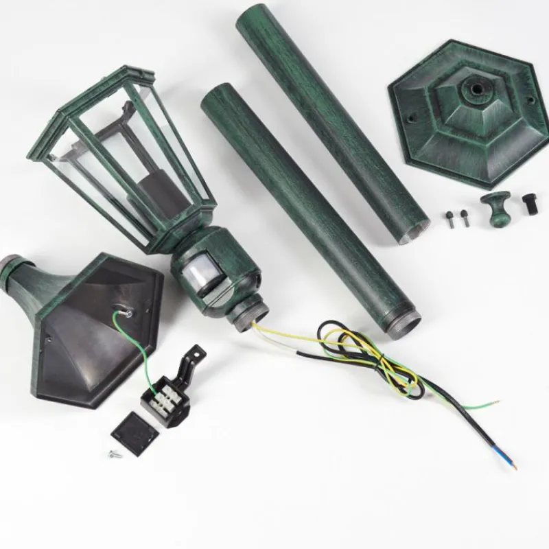 Luminaires Rustiques-hofstein Loria Luminaire extérieur, Eclairage de chemin Vert, Noir, 1 lumière, Détecteur de mouvement