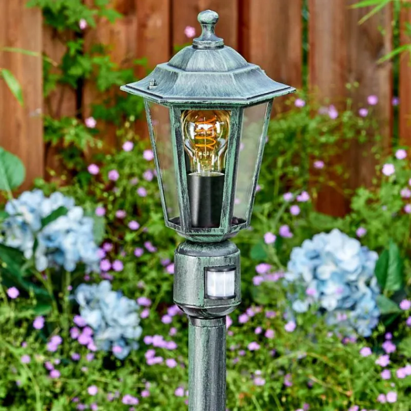 Luminaires Rustiques-hofstein Loria Luminaire extérieur, Eclairage de chemin Vert, Noir, 1 lumière, Détecteur de mouvement