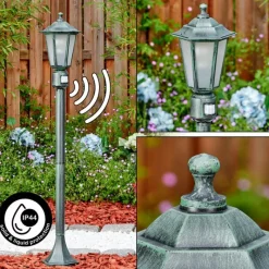 Luminaires Rustiques-hofstein Loria Luminaire extérieur, Eclairage de chemin Vert, Noir, 1 lumière, Détecteur de mouvement