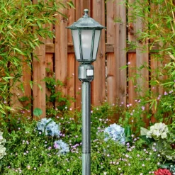 Luminaires Rustiques-hofstein Loria Luminaire extérieur, Eclairage de chemin Vert, Noir, 1 lumière, Détecteur de mouvement