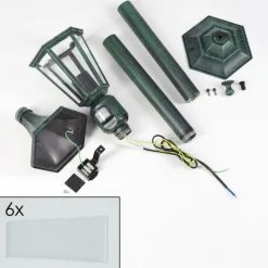 Luminaires Rustiques-hofstein Loria Luminaire extérieur, Eclairage de chemin Vert, Noir, 1 lumière, Détecteur de mouvement