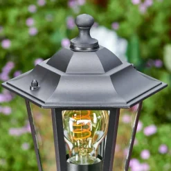 Luminaires Rustiques-hofstein Loria Luminaire extérieur, Eclairage de chemin Noir, 1 lumière, Détecteur de mouvement