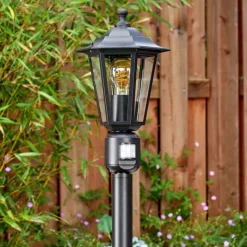 Luminaires Rustiques-hofstein Loria Luminaire extérieur, Eclairage de chemin Noir, 1 lumière, Détecteur de mouvement