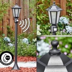 Luminaires Rustiques-hofstein Loria Luminaire extérieur, Eclairage de chemin Noir, 1 lumière, Détecteur de mouvement