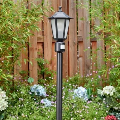 Luminaires Rustiques-hofstein Loria Luminaire extérieur, Eclairage de chemin Noir, 1 lumière, Détecteur de mouvement