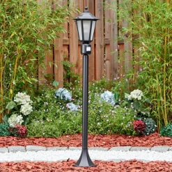 Luminaires Rustiques-hofstein Loria Luminaire extérieur, Eclairage de chemin Noir, 1 lumière, Détecteur de mouvement