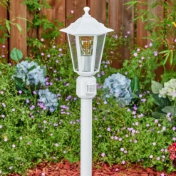 Luminaires Rustiques-hofstein Loria Luminaire extérieur, Eclairage de chemin Blanc, 1 lumière, Détecteur de mouvement