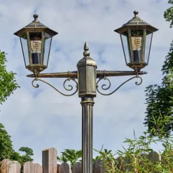 Lampes Dorées-hofstein Loria Luminaire extérieur, Réverbère, Eclairage de chemin Brun, Or, 2 lumières