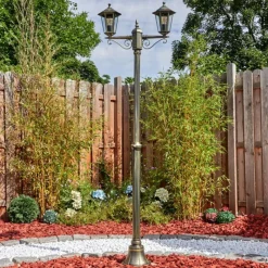 Lampes Dorées-hofstein Loria Luminaire extérieur, Réverbère, Eclairage de chemin Brun, Or, 2 lumières