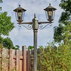 Lampes Dorées-hofstein Loria Luminaire extérieur, Réverbère, Eclairage de chemin Brun, Or, 2 lumières