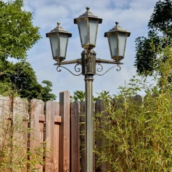 Lampes Dorées-hofstein Loria Luminaire extérieur, Réverbère, Eclairage de chemin Brun, Or, 3 lumières