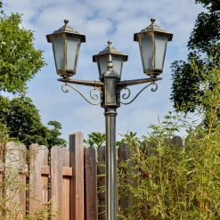 Lampes Dorées-hofstein Loria Luminaire extérieur, Réverbère, Eclairage de chemin Brun, Or, 3 lumières