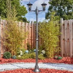 Lampes Vintages & Rétros-hofstein Loria Luminaire extérieur, Réverbère, Eclairage de chemin Noir, Argenté, 2 lumières