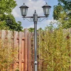 Lampes Vintages & Rétros-hofstein Loria Luminaire extérieur, Réverbère, Eclairage de chemin Noir, Argenté, 2 lumières