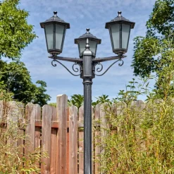 Lampes Vintages & Rétros-hofstein Loria Luminaire extérieur, Réverbère, Eclairage de chemin Noir, Argenté, 3 lumières