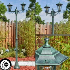 Lampes Vintages & Rétros-hofstein Loria Luminaire extérieur, Réverbère, Eclairage de chemin Vert, Noir, 2 lumières