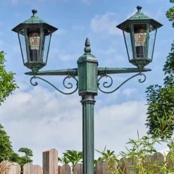 Lampes Vintages & Rétros-hofstein Loria Luminaire extérieur, Réverbère, Eclairage de chemin Vert, Noir, 2 lumières
