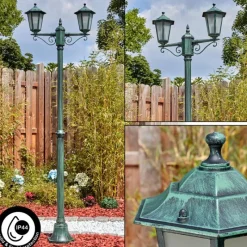 Lampes Vintages & Rétros-hofstein Loria Luminaire extérieur, Réverbère, Eclairage de chemin Vert, Noir, 2 lumières