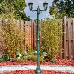 Lampes Vintages & Rétros-hofstein Loria Luminaire extérieur, Réverbère, Eclairage de chemin Vert, Noir, 2 lumières
