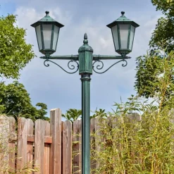 Lampes Vintages & Rétros-hofstein Loria Luminaire extérieur, Réverbère, Eclairage de chemin Vert, Noir, 2 lumières