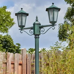 Lampes Vintages & Rétros-hofstein Loria Luminaire extérieur, Réverbère, Eclairage de chemin Vert, Noir, 2 lumières