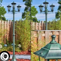 Lampes Vintages & Rétros-hofstein Loria Luminaire extérieur, Réverbère, Eclairage de chemin Vert, Noir, 3 lumières