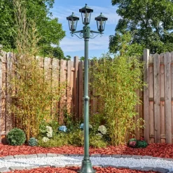 Lampes Vintages & Rétros-hofstein Loria Luminaire extérieur, Réverbère, Eclairage de chemin Vert, Noir, 3 lumières