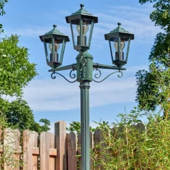 Lampes Vintages & Rétros-hofstein Loria Luminaire extérieur, Réverbère, Eclairage de chemin Vert, Noir, 3 lumières