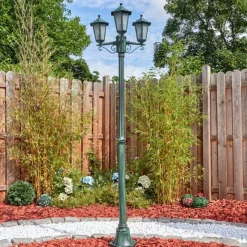 Lampes Vintages & Rétros-hofstein Loria Luminaire extérieur, Réverbère, Eclairage de chemin Vert, Noir, 3 lumières