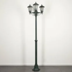 Lampes Vintages & Rétros-hofstein Loria Luminaire extérieur, Réverbère, Eclairage de chemin Vert, Noir, 3 lumières