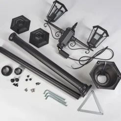 Lampes Vintages & Rétros-hofstein Loria Luminaire extérieur, Réverbère, Eclairage de chemin Noir, 2 lumières