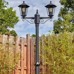 Lampes Vintages & Rétros-hofstein Loria Luminaire extérieur, Réverbère, Eclairage de chemin Noir, 2 lumières