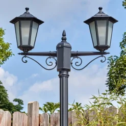 Lampes Vintages & Rétros-hofstein Loria Luminaire extérieur, Réverbère, Eclairage de chemin Noir, 2 lumières