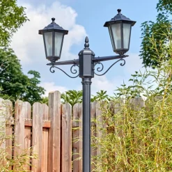 Lampes Vintages & Rétros-hofstein Loria Luminaire extérieur, Réverbère, Eclairage de chemin Noir, 2 lumières