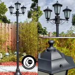 Luminaires Rustiques-hofstein Loria Luminaire extérieur, Réverbère, Eclairage de chemin Noir, 3 lumières