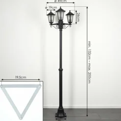 Luminaires Rustiques-hofstein Loria Luminaire extérieur, Réverbère, Eclairage de chemin Noir, 3 lumières