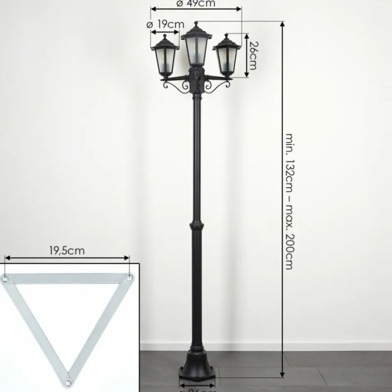 Luminaires Rustiques-hofstein Loria Luminaire extérieur, Réverbère, Eclairage de chemin Noir, 3 lumières