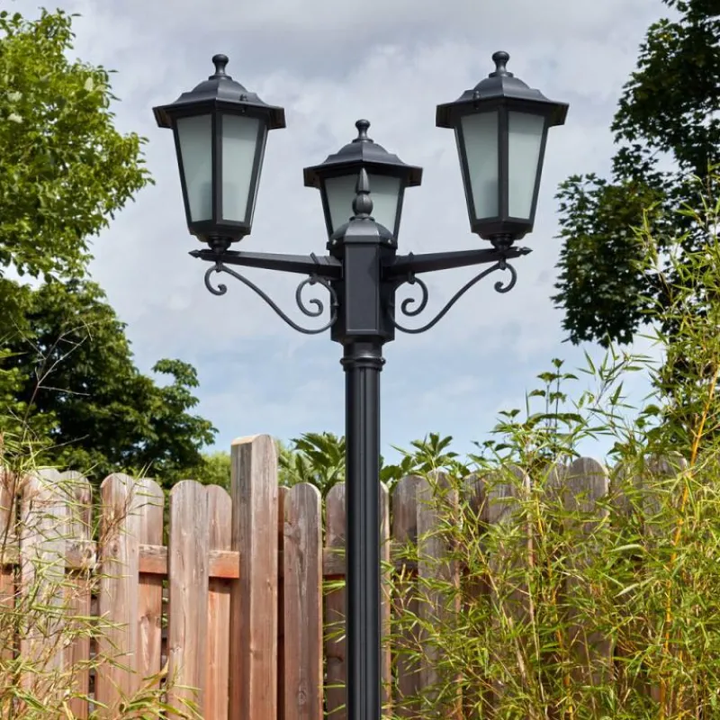 Luminaires Rustiques-hofstein Loria Luminaire extérieur, Réverbère, Eclairage de chemin Noir, 3 lumières