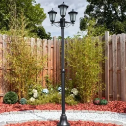 Luminaires Rustiques-hofstein Loria Luminaire extérieur, Réverbère, Eclairage de chemin Noir, 3 lumières