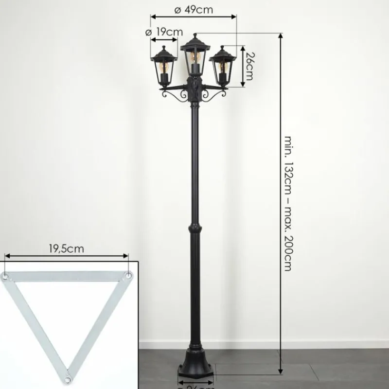 Luminaires Rustiques-hofstein Loria Luminaire extérieur, Réverbère, Eclairage de chemin Noir, 3 lumières