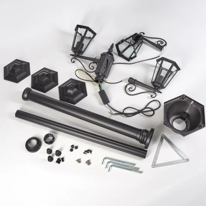 Luminaires Rustiques-hofstein Loria Luminaire extérieur, Réverbère, Eclairage de chemin Noir, 3 lumières