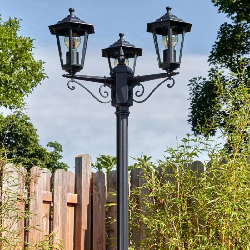 Luminaires Rustiques-hofstein Loria Luminaire extérieur, Réverbère, Eclairage de chemin Noir, 3 lumières