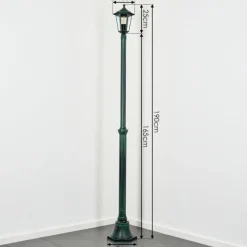 Luminaires Rustiques-hofstein Loria Réverbère, Eclairage de chemin Vert, Noir, 1 lumière