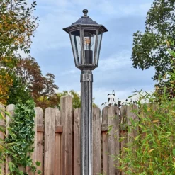 Luminaires Rustiques-hofstein Loria Réverbère, Eclairage de chemin Noir, Argenté, 1 lumière